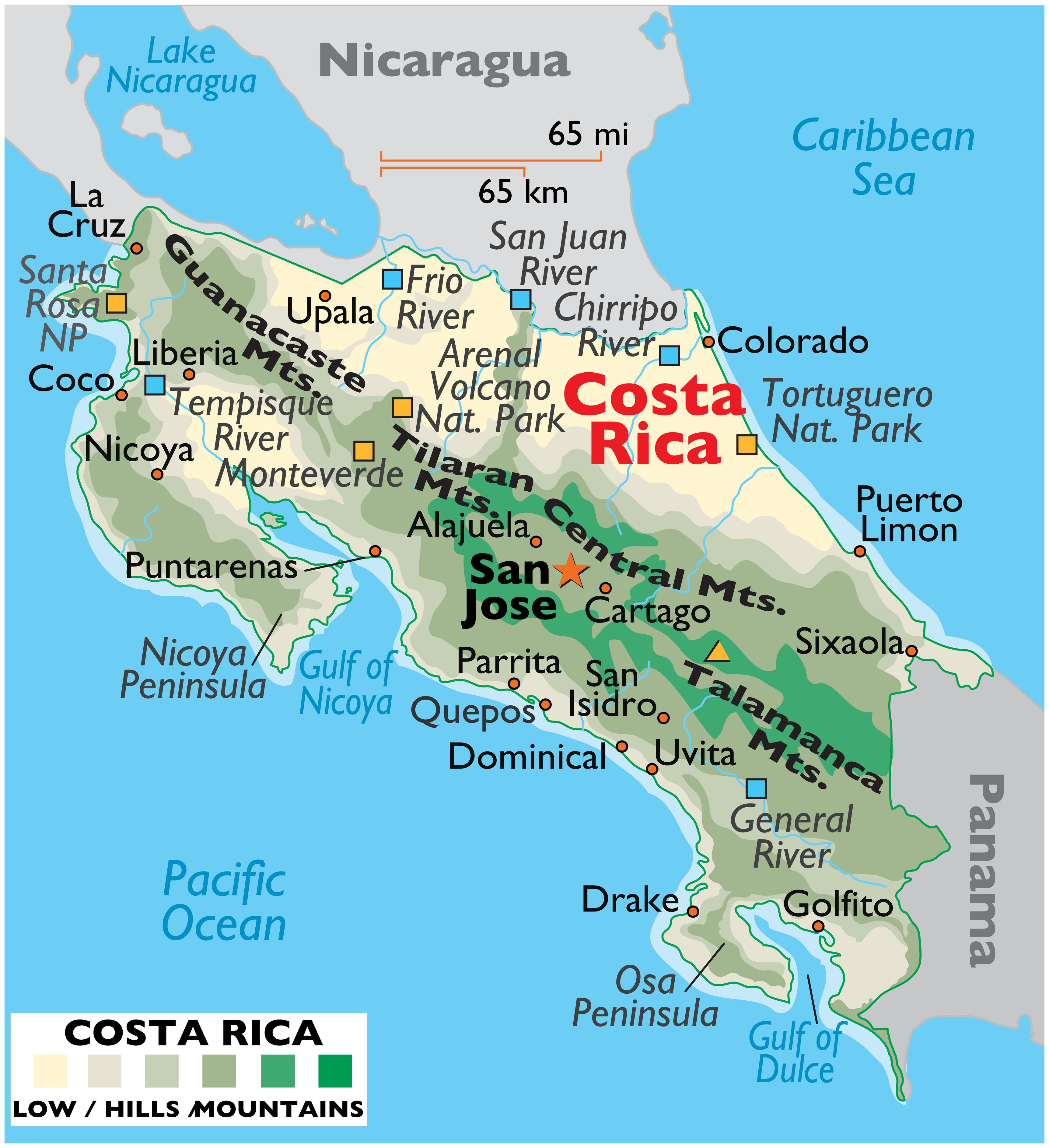 Large Costa Rica Map - Map of Costa Rica, Costa Rica Map ...