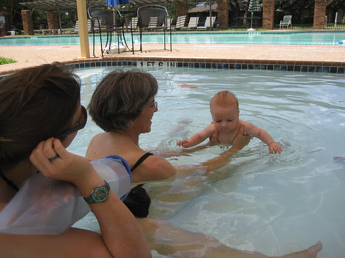 D's first trip to the pool