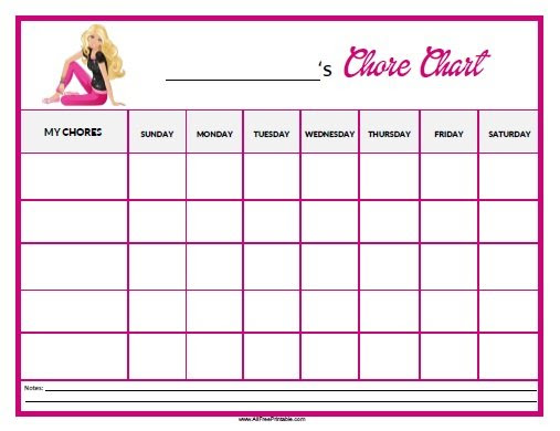 barbie chore chart free printable