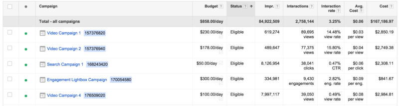 adwords interaction reporting columns video campaigns