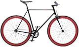 Pure Fix Cycles Echo Fixed Gear Bike with Red Wheels, Black/Red, Large/58 cm