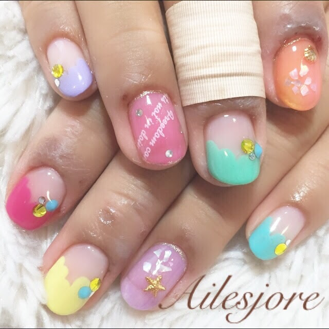 カラフルポップネイル 本厚木のネイルサロン Ailesjore エルジョワ