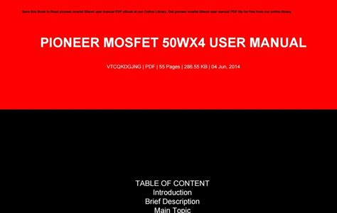 Free Reading pioneer mosfet 50wx4 manual book Prime Reading PDF