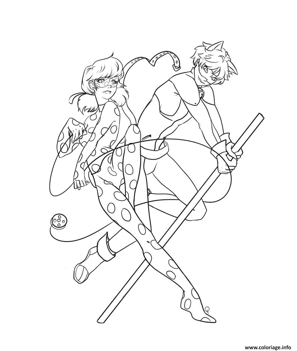 Coloriage Miraculous Ladybug Et Chat Noir For Enfants Cartoon Dessin   Imprimer