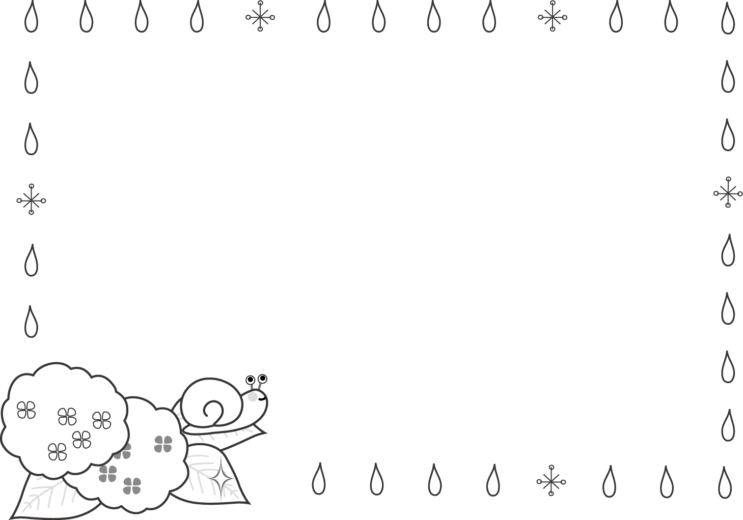 飾り枠 ライン 無料イラスト素材 梅雨