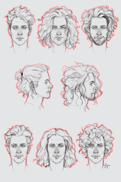 Curly Hair Reference Drawing