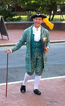 Tour guide in full 18th century costume in Philadelphia