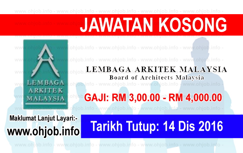 Jawatan Kerja Kosong Lembaga Arkitek Malaysia logo www.ohjob.info disember 2016