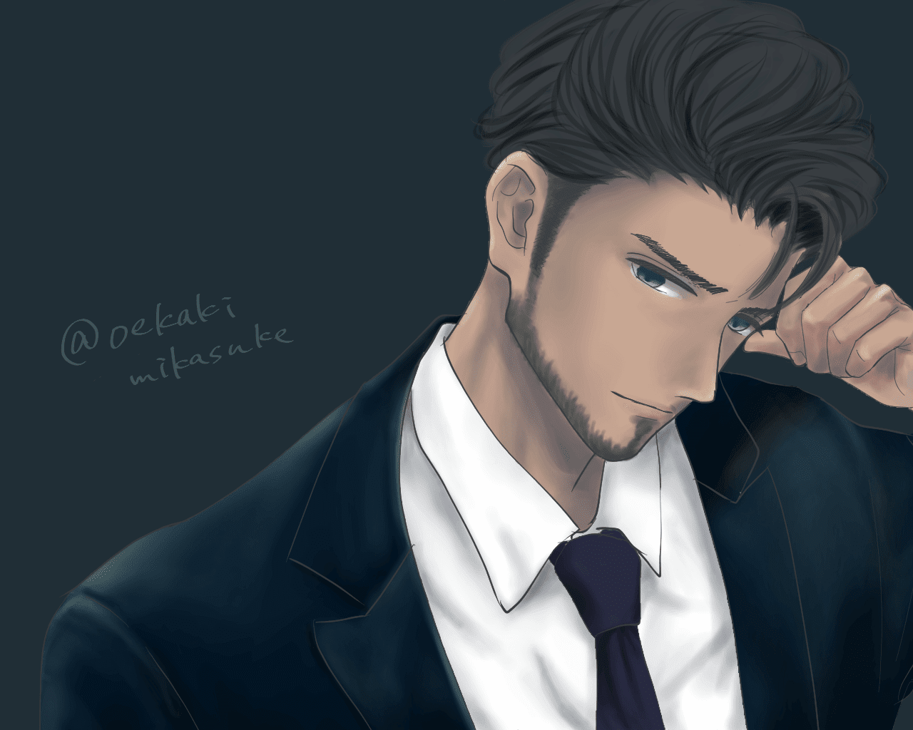 男性イラスト18 髭あり なし ミカスケのお絵描き