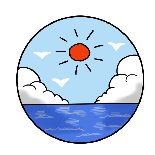 太陽と入道雲と海のイラスト かわいいフリー素材が無料のイラストレイン