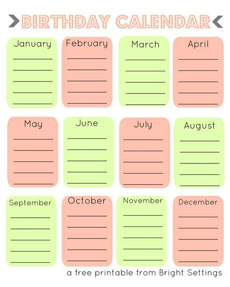  7 best images of fillable birthday calendar printable free free