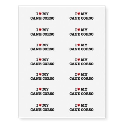 I Heart My Cane Corso Temporary Tattoos