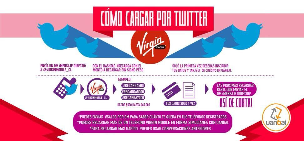 Los usuarios de Virgin mobile Chile pueden recargar sus móviles en Twitter