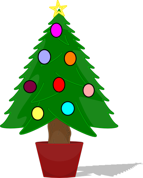 Download Christmas Tree With Rainbow Color Ornaments clip art ...