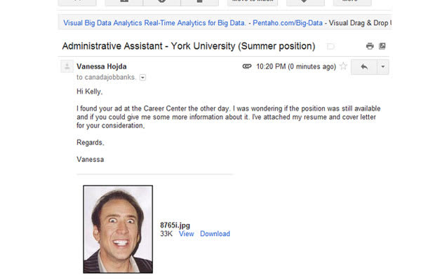 The Nick Cage Photo Is Definitely Going To Get Me This Job ...