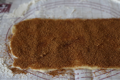 Top the dough with the cinnamon sugar