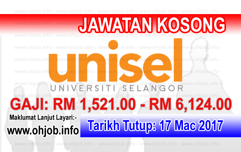 Jawatan Kerja Kosong UNISEL - Universiti Selangor logo www.ohjob.info mac 2017