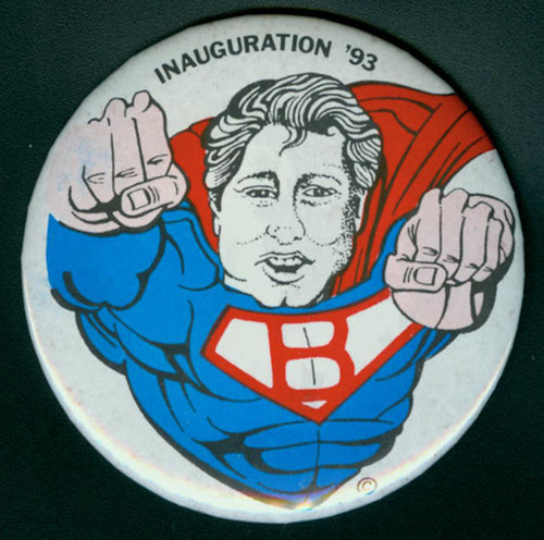 Bill Clinton Inauguration '93 superhero button