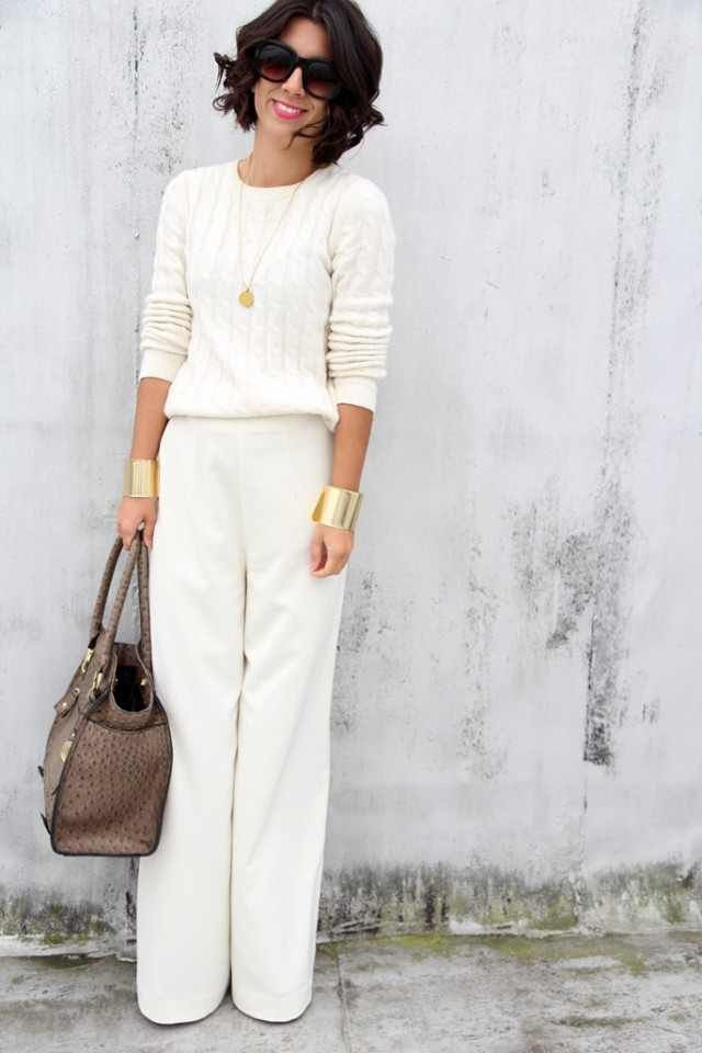 WHITE WIDE LEG PANTS ALL WHITE