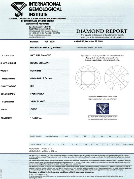 Gutachten 1, Zertifikat Laborbericht Expertise, gemmological report