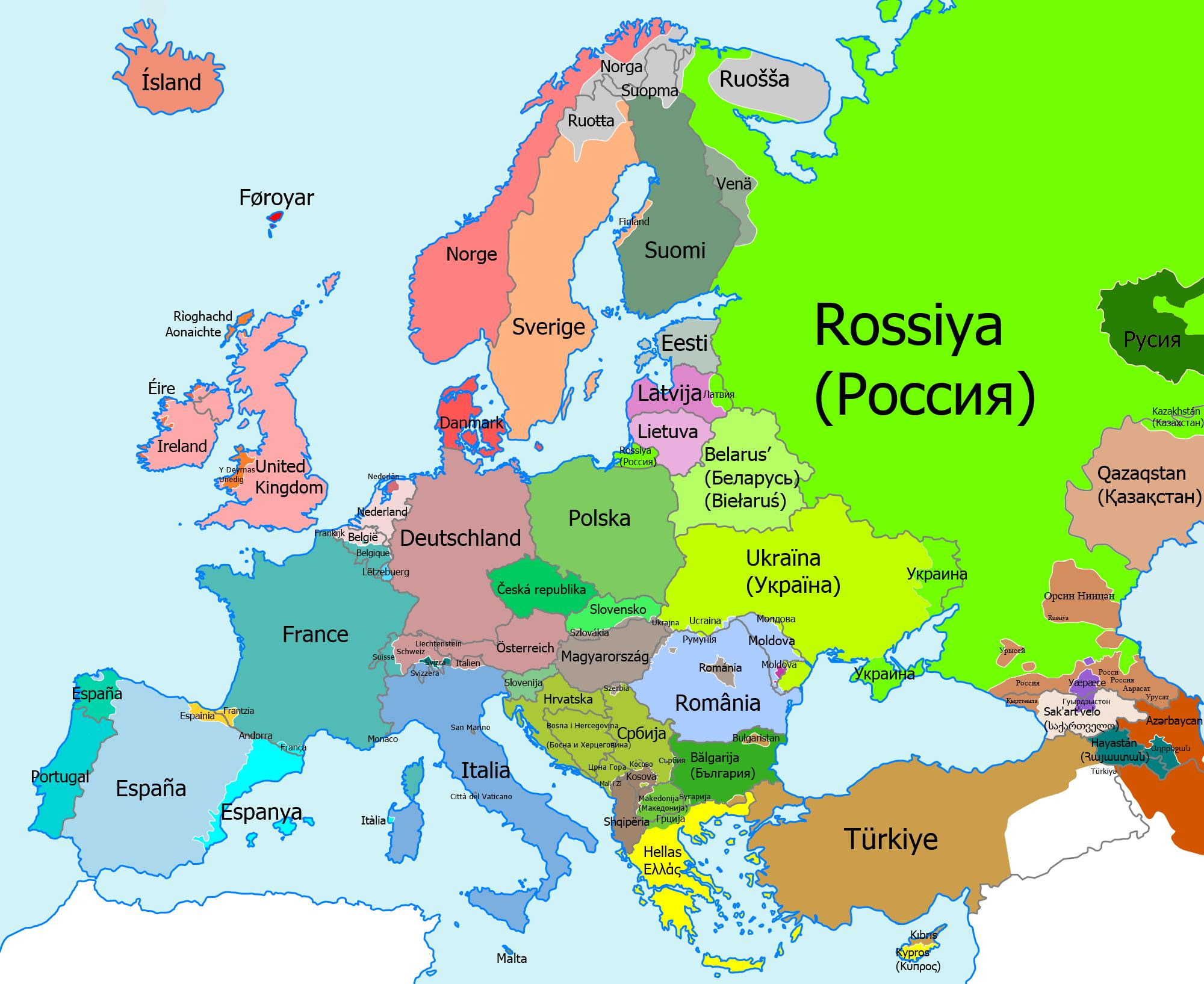 European Union World Map Countries Name List