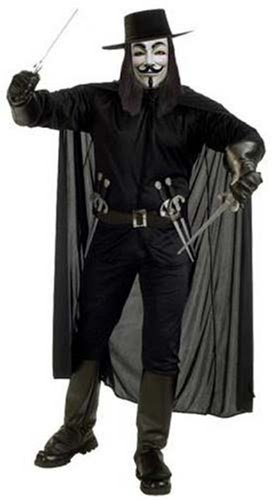 Cheap V For Vendetta Complete Costume with Cape, Hat, Mask and Daggers