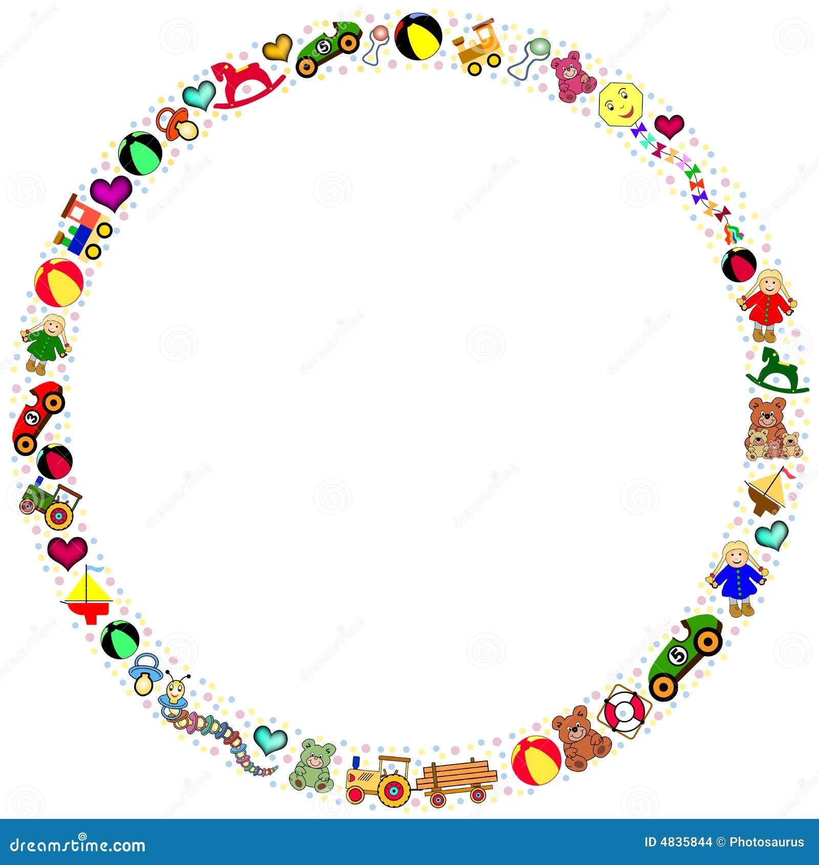 Circus Border Clipart Round toys border