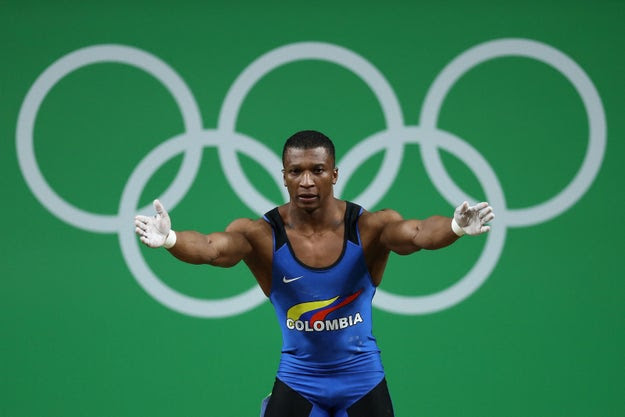 This is Colombian weightlifter Óscar Figueroa. He competed Tuesday in the final of the men's 62 kilogram weightlifting event at the Rio Olympics.