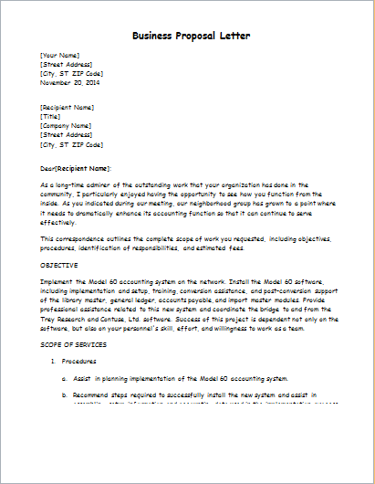 professional proposal letter