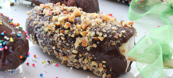 Frozen Chocolate Dipped Bananas, food photography