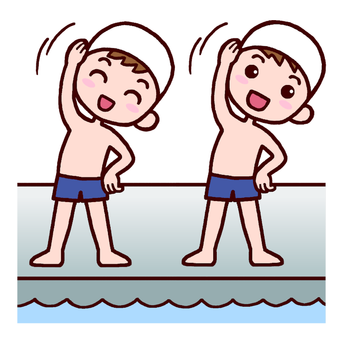 準備体操2 カラー プール開きの無料イラスト 夏の季節 行事 学校素材