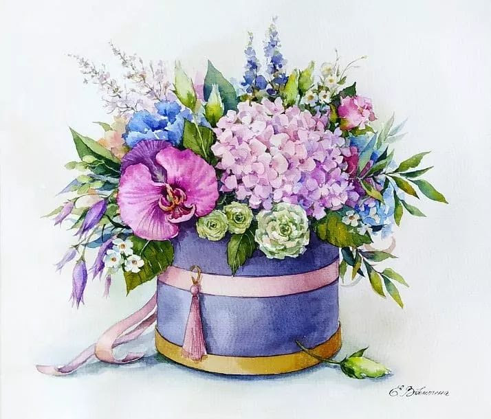 繁花似锦水彩花瓶系列作品 赶紧收藏吧 Elena