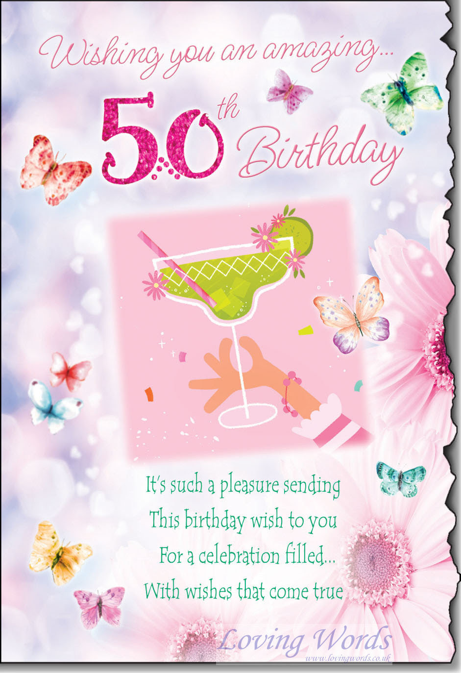 Happy 50th Birthday (Female) Greeting Cards by Loving Words