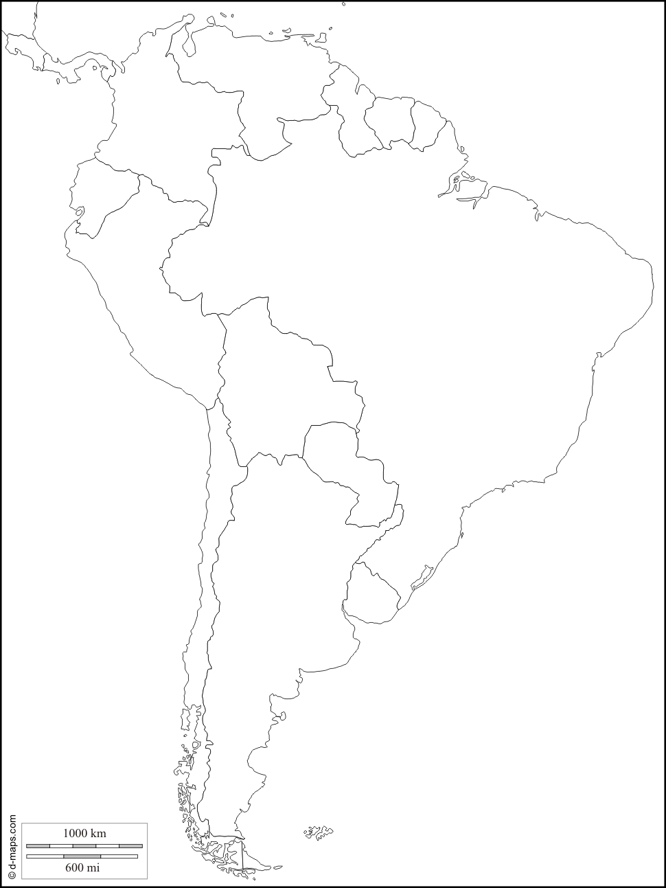 America Meridionale Carta Muta