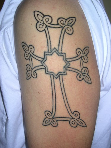 Arm Tattoos-Tribal Cross Tattoo