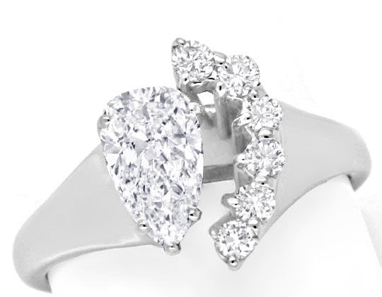 Original-Foto 2, DIAMANTRING 0,95ct TROPFEN RIVER, 18K WEISSGOLD SCHMUCK, S6752