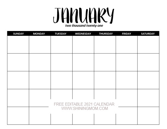 FREE Fully Editable 2021 Calendar Template in Word