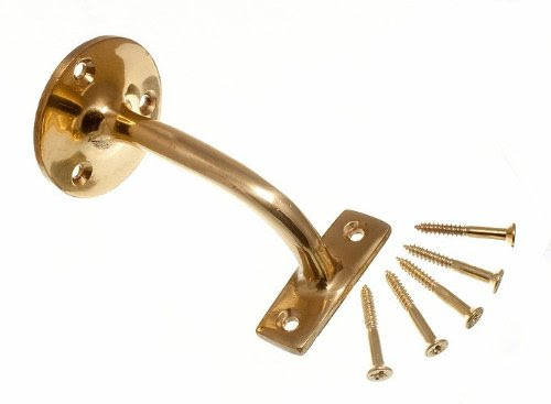 Pack Of 2 Stair Hand Rail Bracket Solid Polished Brass 3 Inch With Screws