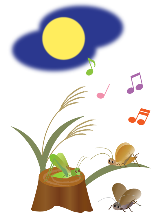 秋の虫の合唱 ふでこや 無料沖縄イラスト