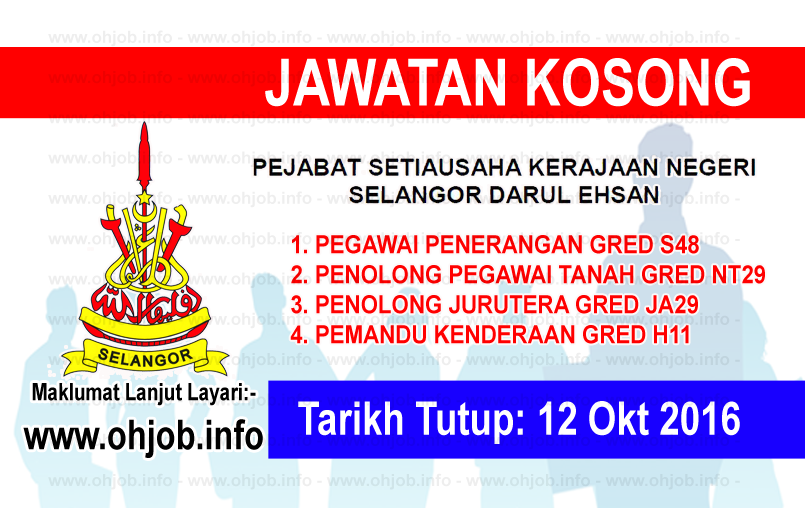 Jawatan Kerja Kosong Pejabat Setiausaha Kerajaan Negeri Selangor logo www.ohjob.info oktober 2016