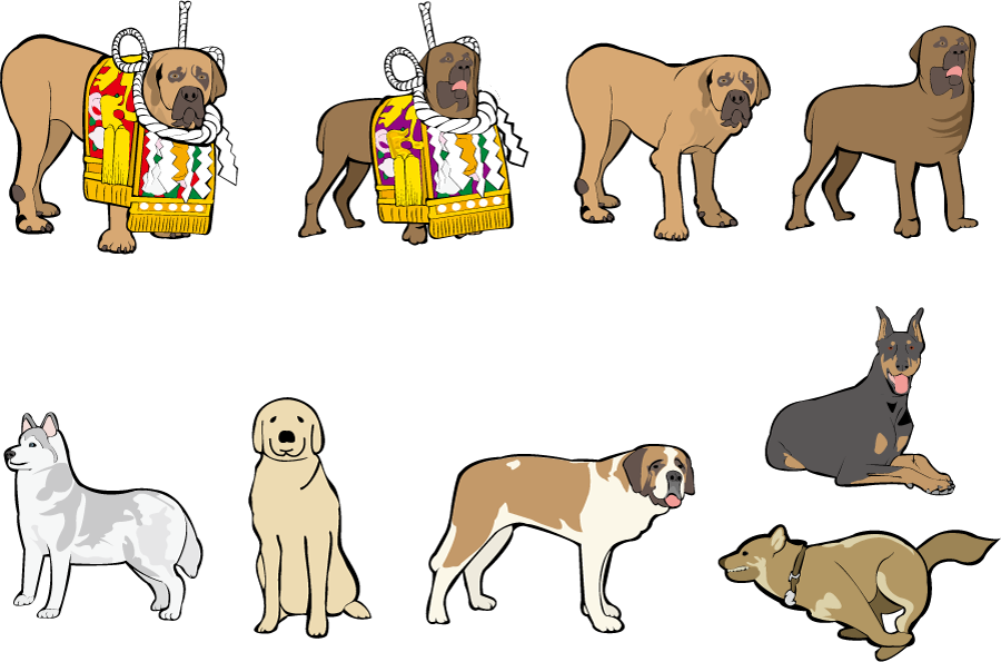 フリーイラスト 土佐犬などの犬のセットでアハ体験 Gahag 著作権フリー写真 イラスト素材集