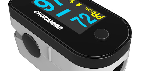 CHOICEMMED Black Dual Color OLED Finger Pulse Oximeter - Blood Oxygen Saturation Monitor with Color OLED Screen Display and Included Batteries - O2 Saturation Monitor