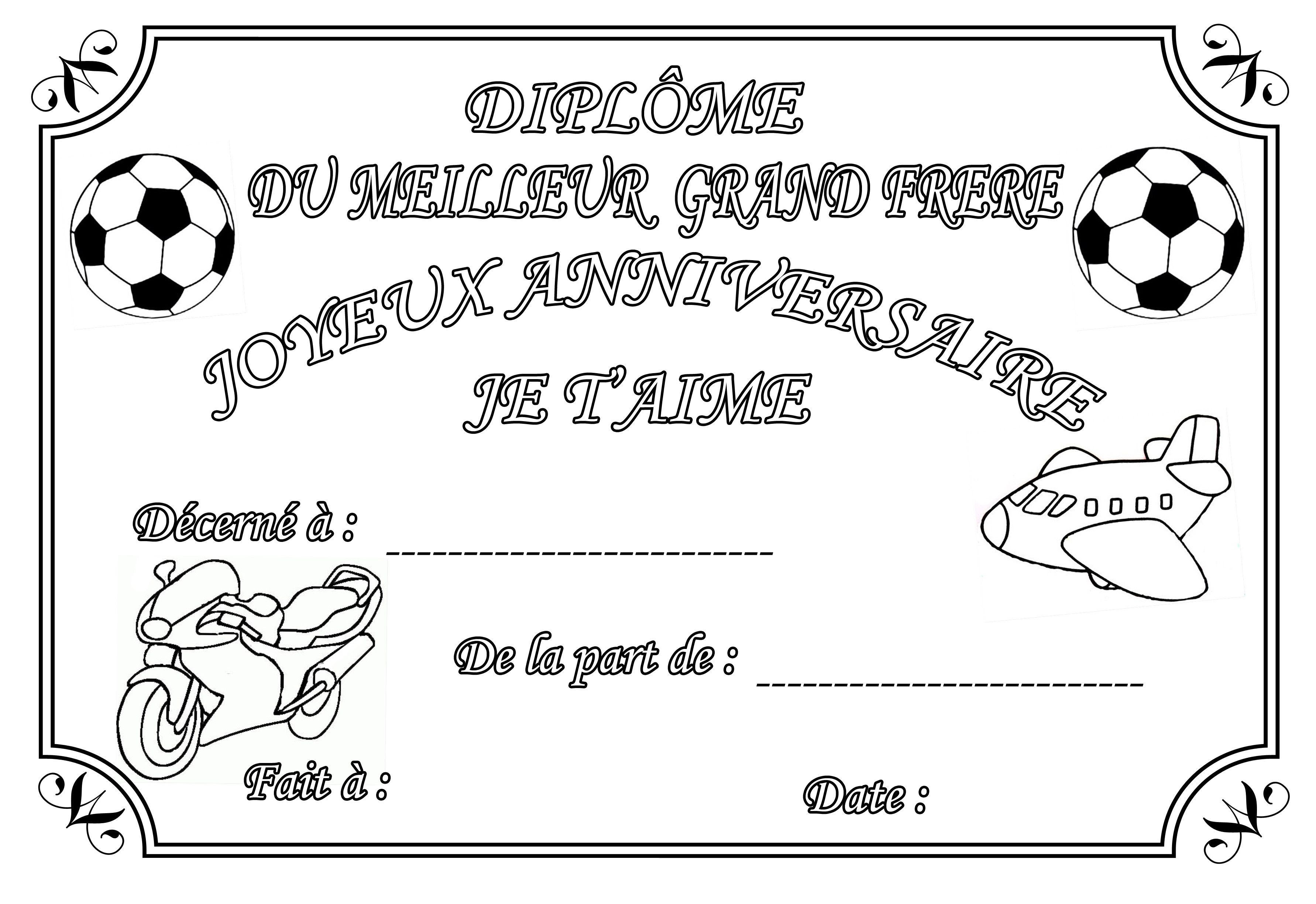Anniversaire Diplôme à Colorier Frère Et Soeur