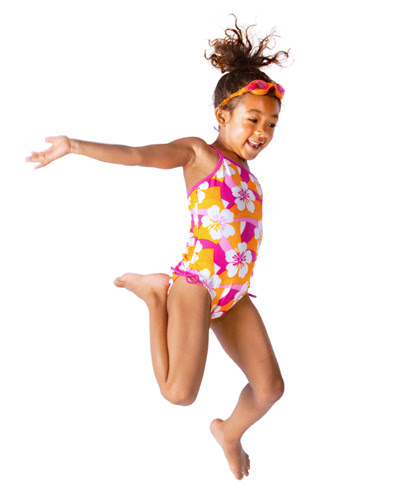 jumping swim suit girl