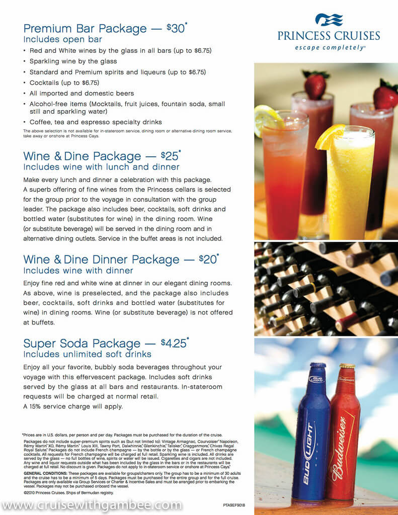 princess cruise drink package