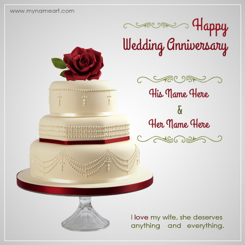 Writing Name  On Wedding  Anniversary  Wishes Greeting Card  