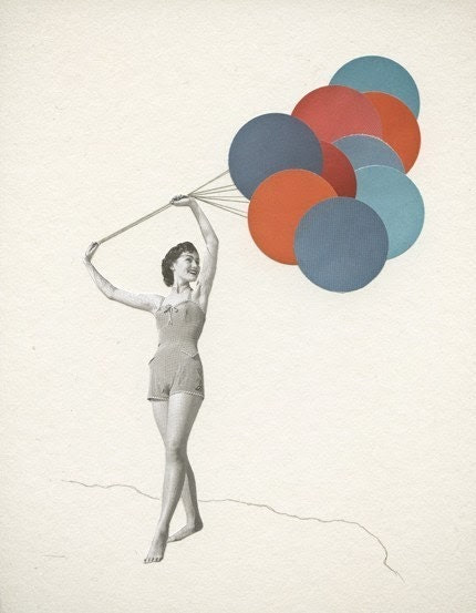 Balloons. 7x9 Print of an Original Collage.
