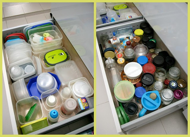 My horrendous mess of storage containers previously