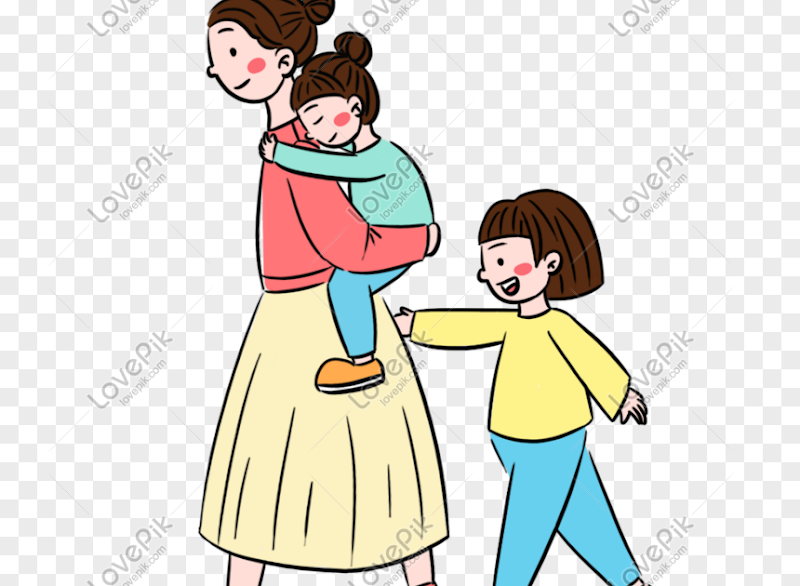 Top Gambar Kartun Ibu Dan Dua Anak Perempuan
