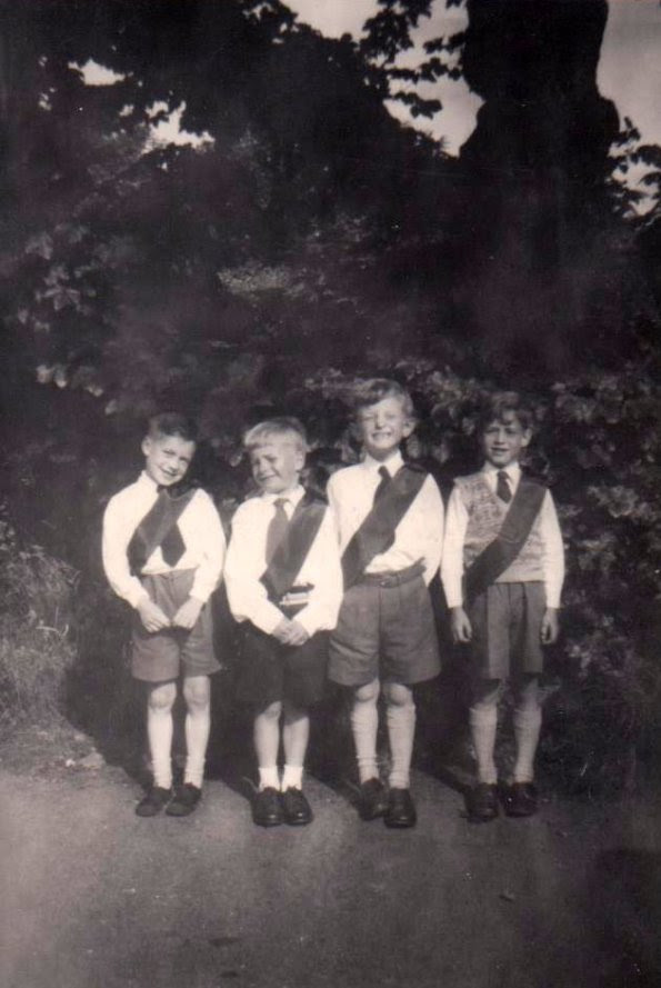 First Holy Communion service at St. Josephs, around the mid 50's. left to right...Dennis Campbell, unknown, Bryan Fehily, Ronny Nightingale..